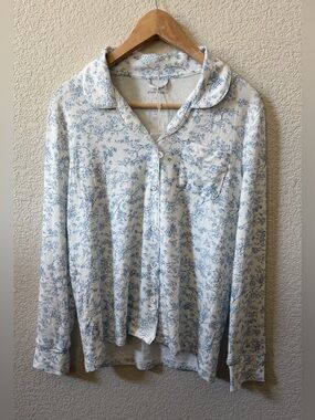 Plain Jane Size Small Button Down Long Sleeve Viscose Pajama Top Cottage Cozy